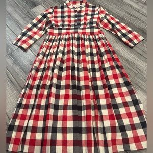 Plaid red white & blue dress